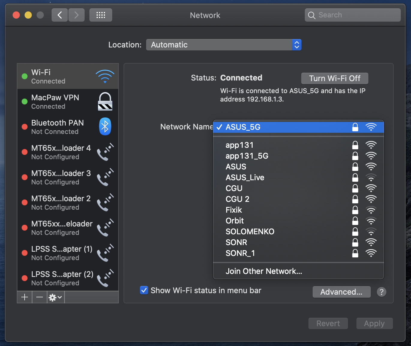 Check available Wi-Fi networks in Network Preferences